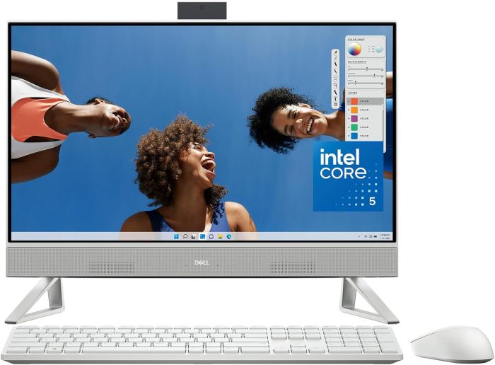 מחשב נייח דל Dell Inspiron 5430 AIO 24" FHD Touch, Core 5 120U, 16GB, 1TR SSD, Intel HD, Win 11 Pro, White - AI5430-5478