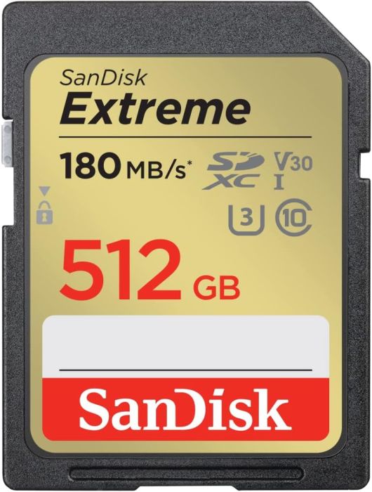 כרטיס זיכרון למצלמה SanDisk 512GB Extreme SDHC UHS-I Memory Card for DSLR and Mirrorless Cameras