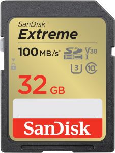 כרטיס זיכרון למצלמה SanDisk 32GB Extreme SDHC UHS-I Memory Card for DSLR and Mirrorless Cameras